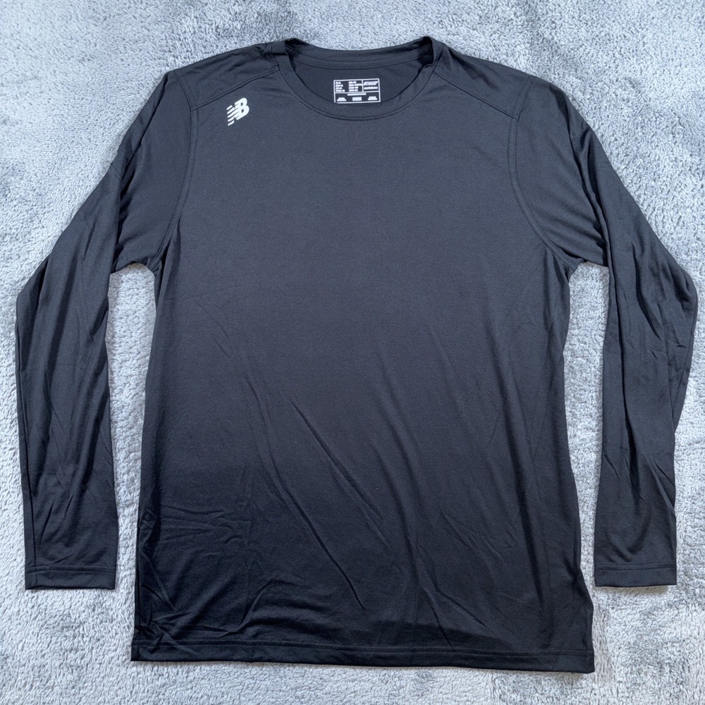 New Balance TMMT501 Long Sleeve Tight Training T Shirt BLACK Men's Size XLarge
